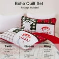 thumbnail image 4 of Christmas Quilt Queen King Size, 3pcs Patchwork Plaid Queen King Size Bedspread Red Green Christmas Tree Printed, Soft Microfiber Winter Holiday Coverlet Bedding Sets,  Holiday Decor, Plaid Pattern, 4 of 4