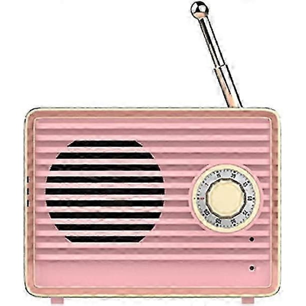 Wireless Retro Speaker, Portable Retro Bluetooth USB Speaker with Built-in Microphone, Desktop Bookshelf Party Travel Speaker (Pink)