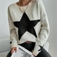 thumbnail image 5 of Baqcunre Sweaters For Women Women'S Pullover Round Neck Star Thread Temperament Personalized Sweater Knit Hoodies For Women Fall Clothes For Women 2023 Beige L, 5 of 8