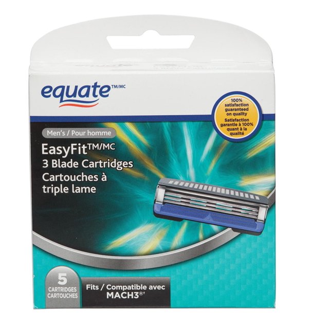 Cartouche de 5 Recharges de rasoir Equate EasyFit à Triple Lames