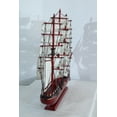 thumbnail image 6 of Red Wooden Sailboat Model with Cloth Sails and Details 33" x 6" x 24"H, 6 of 12