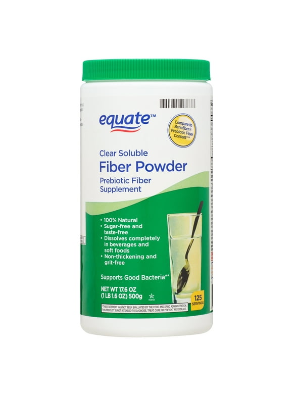 Equate Sugar Free Fiber Supplement Powder, 125 Ct, 17.6 oz