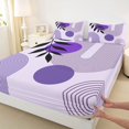 thumbnail image 4 of jejeloiu Soft Abstract Queen Sheets For Men Women,Pastel Print Queen Sheet Sets,Purple White,4pcs,1 Flat Sheet, 1 Fitted Sheet and 2 Pillowcases, 4 of 6