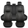 thumbnail image 2 of LINGVIDO Premium Leather Car Seat Cover Universal Fit for SUV & Sedan, Full Set Breathable Durable Seat Cushion,Black Red,5 Seats, 2 of 8
