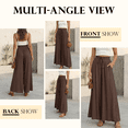 thumbnail image 5 of SOMER Pants for Women Flowy Dressy Casual Elastic High Waist Wide Leg Palazzo Pants with Pocket BrownSummer, 5 of 10