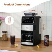 Gevi 10 Cup Drip Coffee Maker With Built-in Burr Grinder Programmable Touch Screen 4 Hour Keep Warm Permanent Filter Home Office