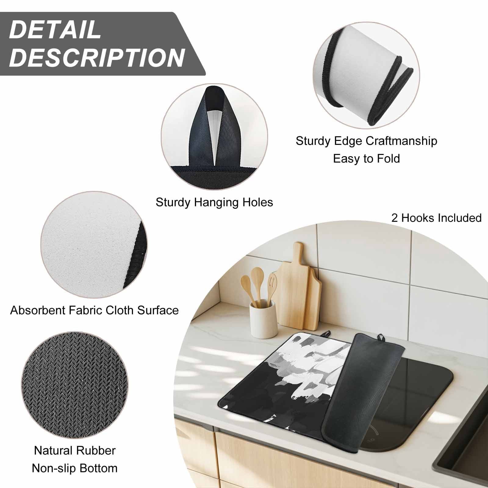 Black White Stove Top Cover for Electric Stove, Heat-proof & Non Slip Glass Top Stove Cover Protector, Abstract Graffiti Paint Country Retro Tribal Kitchen Flat Cooktop Rubber Mat 24x21 Inches