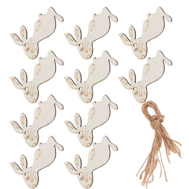 Pascua 10 Uds Adornos De Animales De Madera Forma De Conejito Adorno Colgante Decoraciones De Pascua