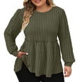 thumbnail image 4 of yillto Plus Size Womens Sweaters Long Sleeve Ribbed Knit Lightweight Ruffle Hem Fashion Tunics Tops, 4 of 7