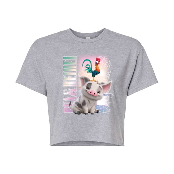 Moana - Pua & Heihei Bootleg - Juniors Cropped Graphic T-Shirt