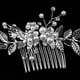 thumbnail image 5 of Pinza de cabellero lateral con de de cristal de hojas de plata nupcial Yinane Peine del pelo nupcial de la boda, 5 of 8