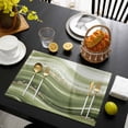 thumbnail image 3 of Green Abstract Waves Placemats Set of 4, Gradient Fluid Luxury Oil Painting Placemats for Dining Table, Place Mats for Kitchen Tabletop, Waterproof Wipeable Dining Table Mats Set, 3 of 9