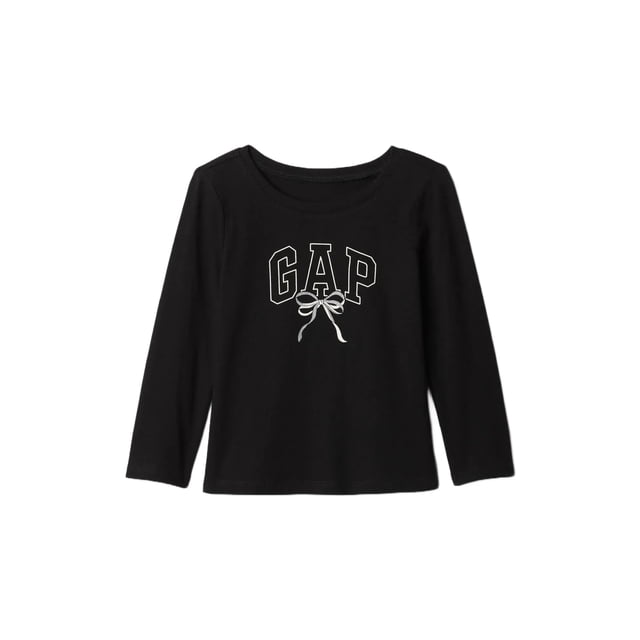 Remera gráfica de manga larga para bebé niña GAP, True Black, 12-18 meses