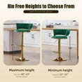 thumbnail image 6 of Homefun Velvet Woven Bar Stools Set of 2, Modern Height Adjustable Swivel Barstools Counter Chairs with Back & Gold Metal Base for Pub, Kitchen, Cafe (Emerald), 6 of 10