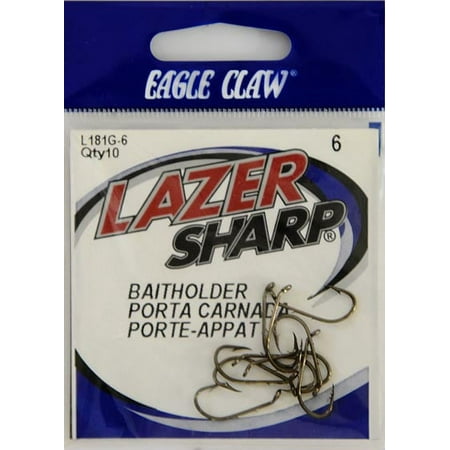 UPC: 0047708171236 | Eagle Claw Lazer Sharp Baitholder Down Eye Offset Fishing Hook  Bronze