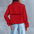 thumbnail image 4 of Wutalume Women's Fashionable Casual Pocket Short Double Breasted Windbreaker Jacket, Lightweight and Stylish, Ideal for Spring and Fall, Casual and Outdoor Activities,Red XL, 4 of 7