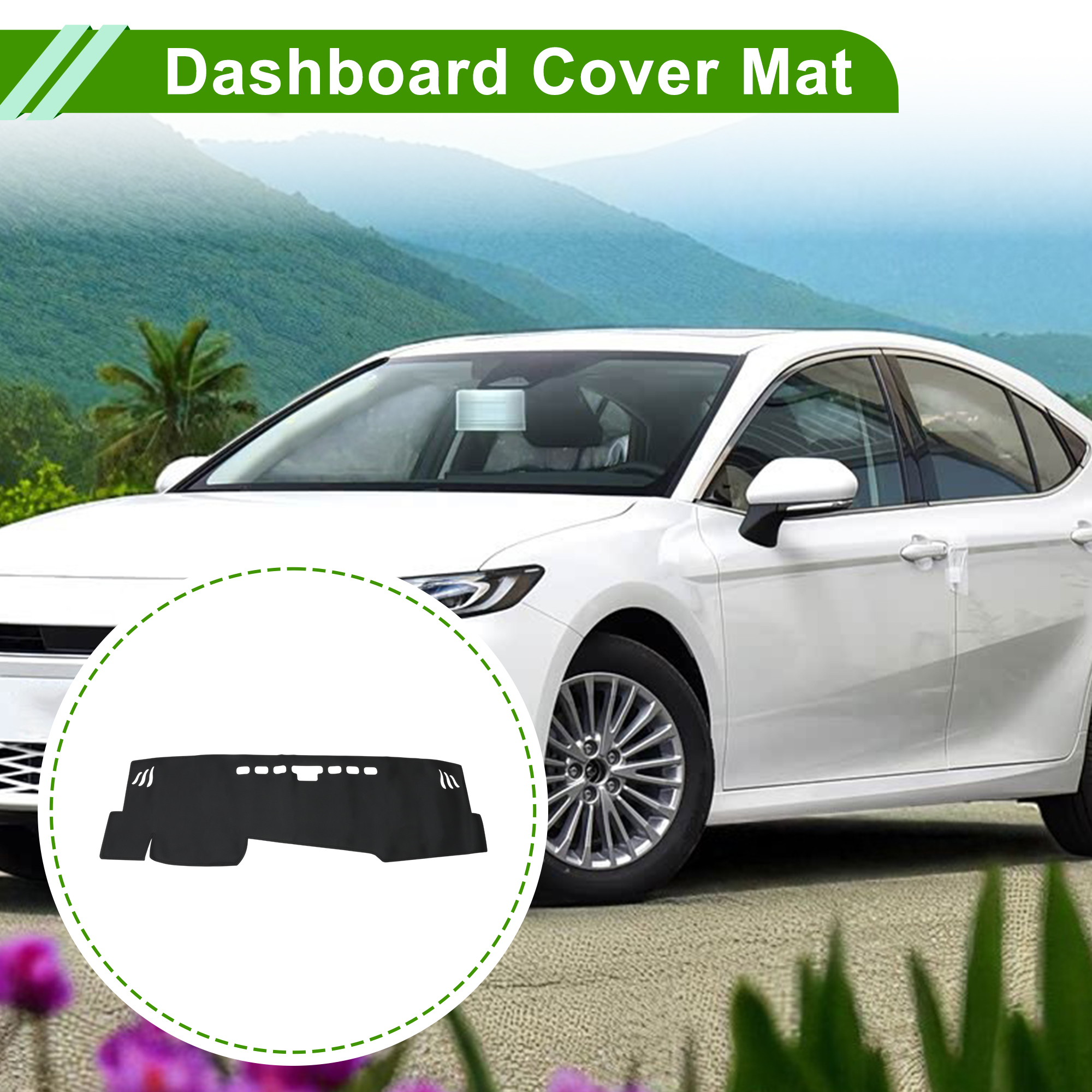 Unique Bargains Dashboard Cover for Toyota Camry 2025 Dash Cover Mat Carpet Center Console Dash Cover Mat Car Interior Faux Leather Black 1 Pcs