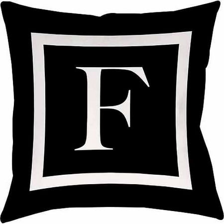 Thumbprintz Classic Block Monogram Decorative Pillow, Black