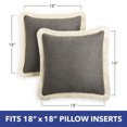 thumbnail image 4 of SoHome Linen Fringed Throw Pillow Covers 18x18, Decorative Couch Pillow Covers, Pack of Two, 18x18, Gray, 4 of 7