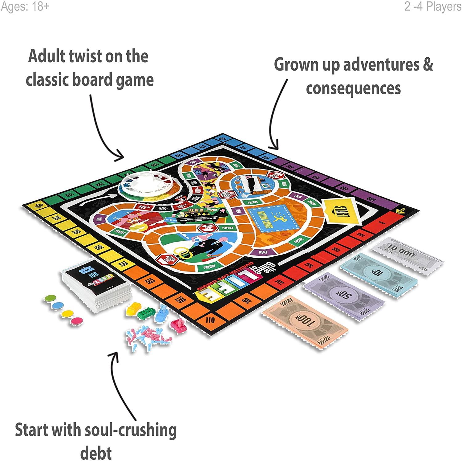 Hasbro The Game of Life: Quarter Life Crisis Board Game, Adult Party Game, Ages 12+, 2+ Players