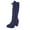 Blue, variant on Mid‑Calf Boots For Women Chunky Heel Front Lace Up Wide Calf Knee Boots Solid Color Roman Retro Gothic Cosplay Party Occasions Street Wear Matching
