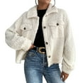thumbnail image 1 of Mgmyaa Veste Courte en Peluche pour Femmes à Col Rabattu Manches Longues Boutonnée devant Décontractée en Polaire avec Poches Mélange Polyester, 1 of 8