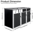 thumbnail image 2 of Metal Outdoor Garbage Can Enclosure with 3-Trash Can Capacity, Rust-Resistant Garbage Storage Shed with Door, for Home, Yard, Apartment, Gray, 2 of 5