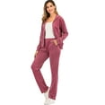 thumbnail image 3 of LELINTA Women's Plus Size Solid Velour Tracksuits 2 Piece Outfits Hoodie & Yoga Sweatpants Running Jogger Tracksuit Sweatsuit Set, Pink/ Light Purple, S-2XL, 3 of 6