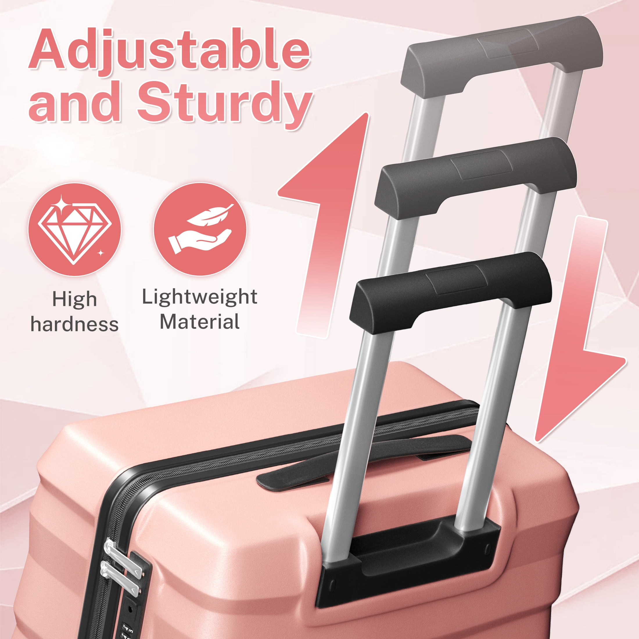Luggage Sets 3 Piece Lightweight Luggage with Spinner Wheels ABS Travel Suitcase with TSA Lock 20 24 28 inch Carry on Luggage RoseGold