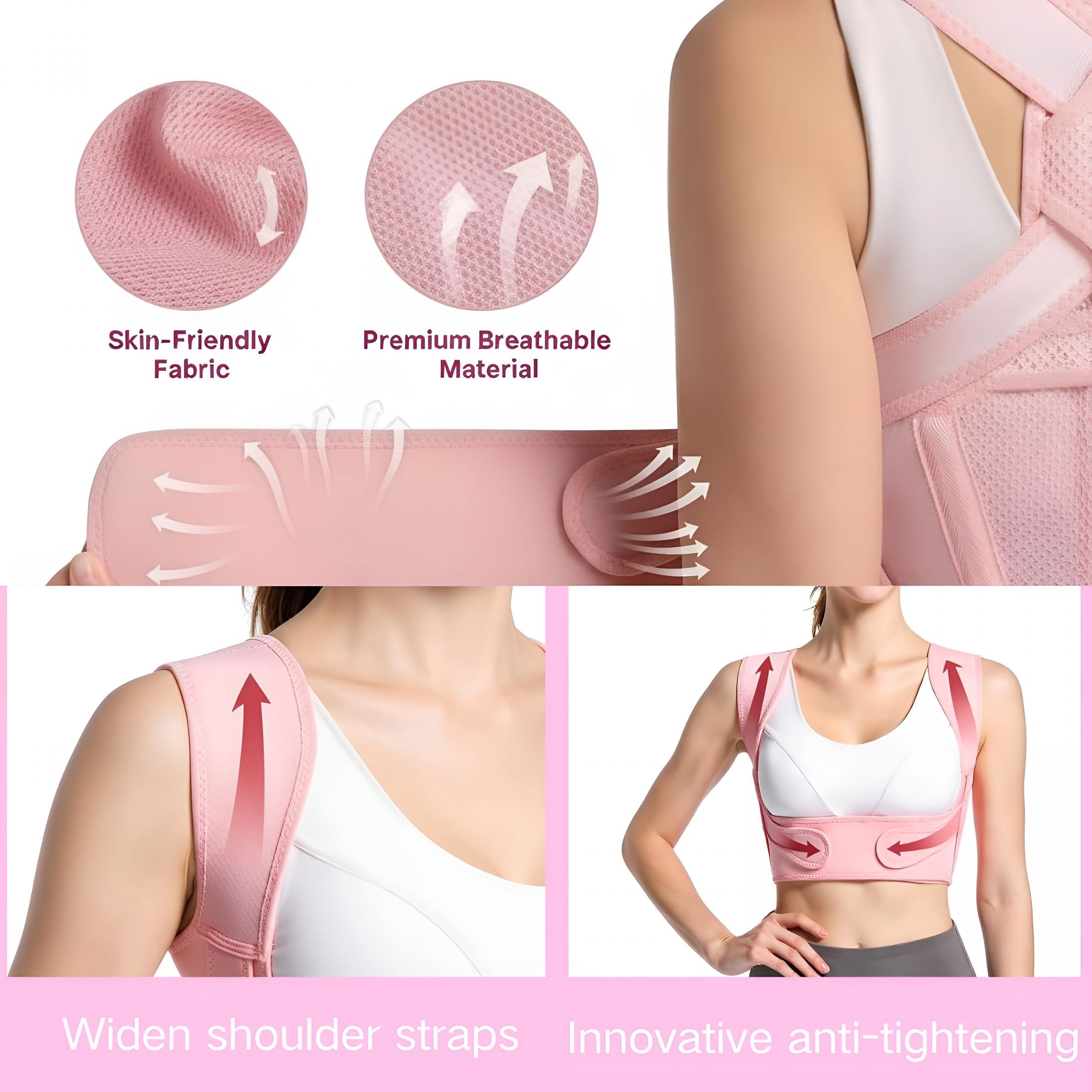 BESTSKY Back Brace Posture Corrector for Women - Adjustable Upper Posture Support Bras for Neck Shoulder Back Straightener - Comfortable Posture Corrector Hunchback Slouching under Clothes (Medium)