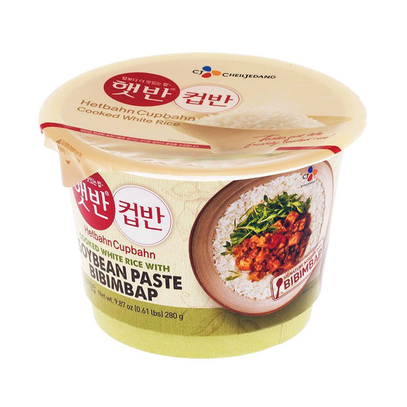 CJ Cupbahn Microwavable Rice Bowls Variety Pack Assorted Set Stir-Fried Kimchi , Soft Tofu Sew , Seaweed Soup , Yellow Cream Curry , Vegetable Bibimbap , Black Bean Sauce 6 Pack