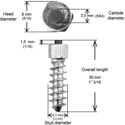 IGrip Maxi Grip Screw Studs, 30mm