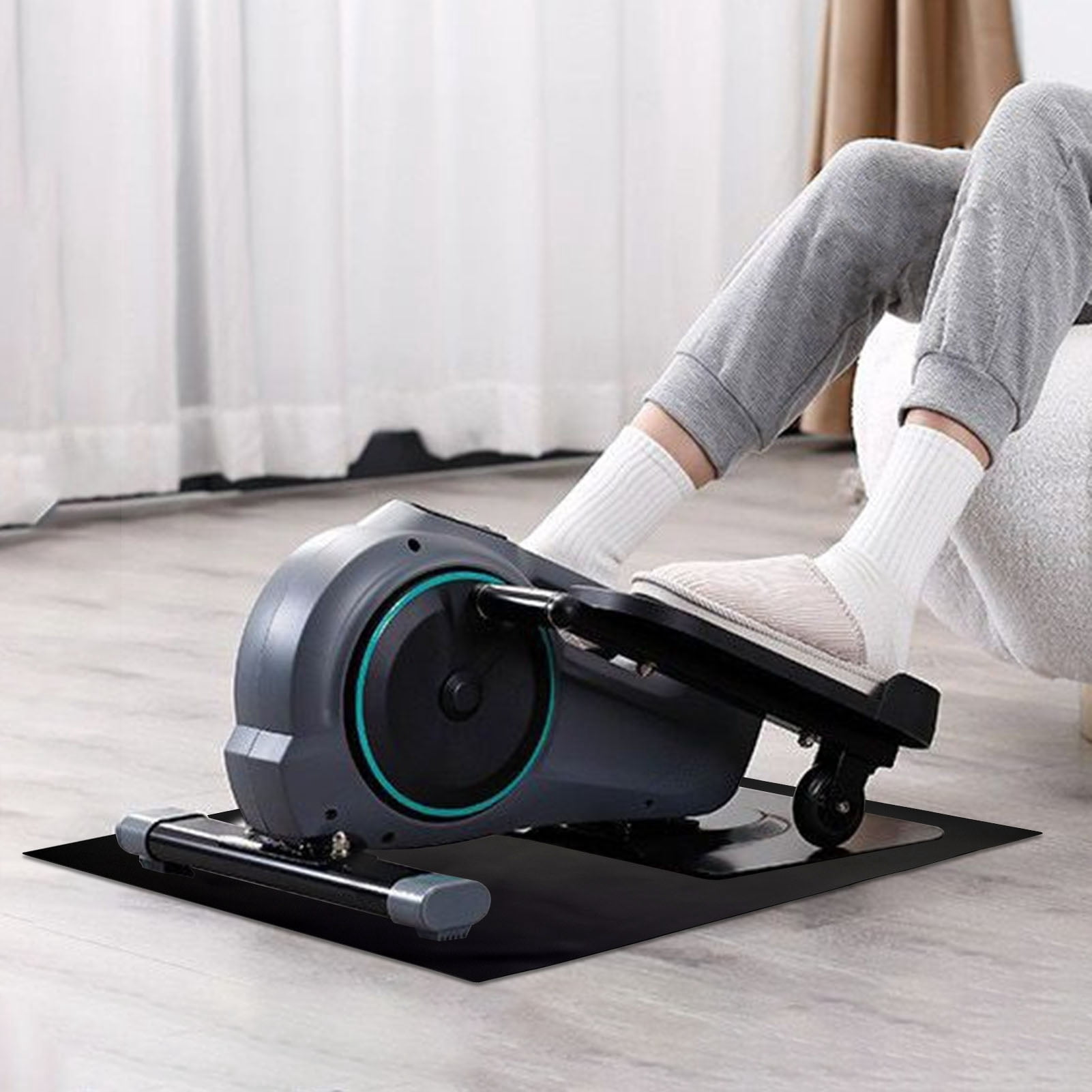 Non-Slip Elliptical Machine Mat - 24"x17", Rubber Floor Protector For Under Desk Elliptical & Pedal Exercisers