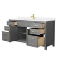 thumbnail image 3 of Wyndham Collection Beckett 66" Wood Single Bathroom Vanity in Dark Gray/Gold, 3 of 6