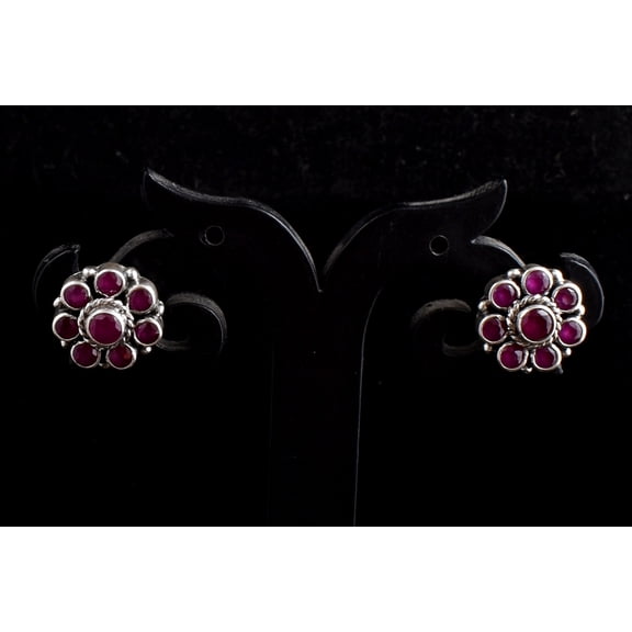 925 Sterling Silver Handmade Ruby Gemstone Women Dangle Earrings For Festival Gift