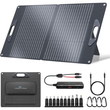 Ecosonique 60W/72W/100W/120W Portable Solar Panel with Adjustable Kickstands,18V MC4/12V DC/QC 3.0 USB-A USB-C(PD 45W) Foldable Solar Panel Charger with Detachable Power Hub Solar Panels for Camping