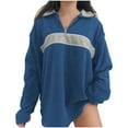 thumbnail image 2 of Tawop Womens Sweatshirts Womens Top Sweatshirt Long Sleeve Solid Thick Casual Blue S, 2 of 3