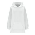 thumbnail image 4 of GigrtiJin Women Plus Size Hoodies Solid Color Long Sleeved Hooded Sweatshirt Casual Side Slit Pullover Top with Pocket, 4 of 6