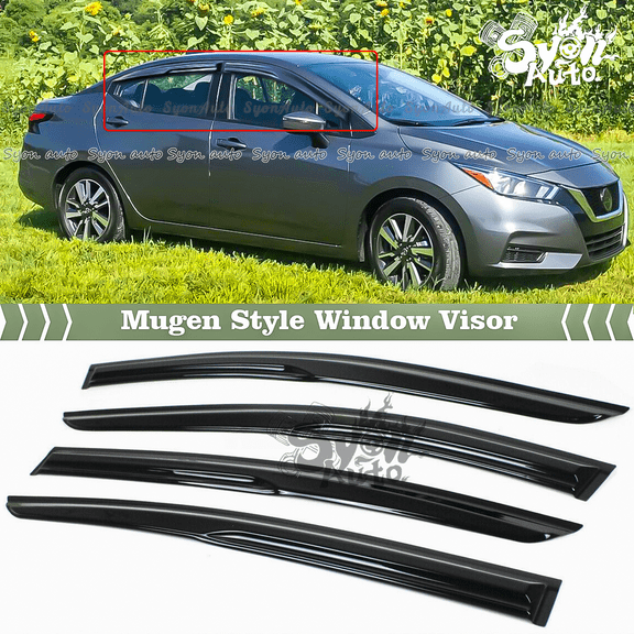 Fits 2020  Nissan Versa JDM 3D Wavy Mugen Style Window Visor Rain Guard Vent Deflector