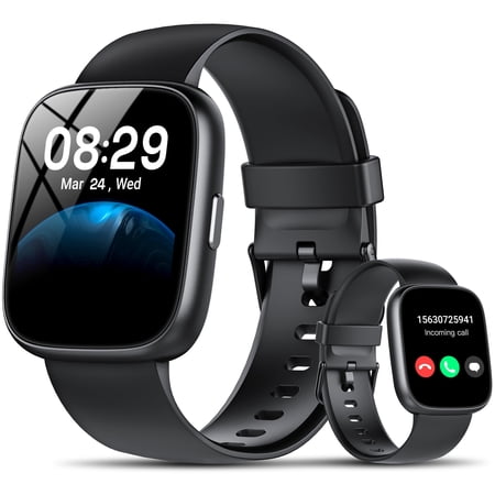 Smart Watch Fits for Android and IPhone, Smartwatch for Women Men with Alexa Built-in, 1.83" HD Touchscreen Fitness Tracker 120 Plus Sports Mode, Smart Watch with Bluetooth Call, IP68, for Gift Black