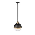 thumbnail image 3 of Millennium Lighting  Ellmira 1 Light Pendant in Matte Black/Aged Brass with Clear Seedy Glass Shades, 3 of 4