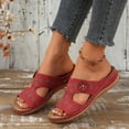 thumbnail image 6 of HomeDM Low Wedge Platform Sandals for Women Open Toe Slip On Summer Comfort Walking Beach Slide Sandals, Wine Size 6, 6 of 9