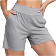 thumbnail image 6 of Pajamas Pants for Women Dqueduo Women's Solid Color High Waisted Plus Size Loungewear Shorts With Pockets Elastic Drawstring Waistband Sleepwear Gray XL, 6 of 9