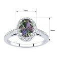 thumbnail image 5 of SuperJeweler 1 Carat Oval Shape Mystic Topaz and Halo Diamond Ring In Sterling Silver For Women, 5 of 6