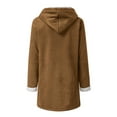 thumbnail image 7 of Olyvenn Women Hoodies Fleece Jackets Soft Fuzzy Long Hoodie Sweatshirt Casual Sherpa Hoodies Horn Button Coats Winter Coffee L, 7 of 7