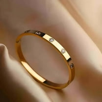 New Design Bangle Bracelet 14K Yellow Gold Plated Round Cut Simulated Diamond