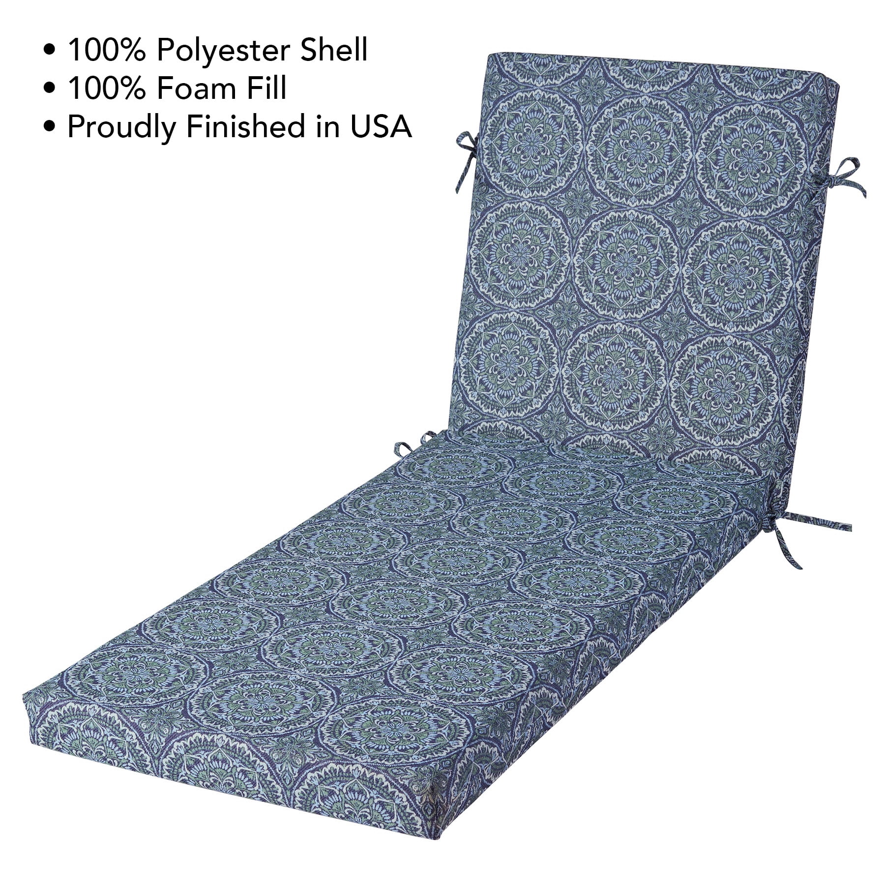Better Homes & Gardens 72" x 23" Outdoor Chaise Lounge Cushion, 1-Piece, Medallion