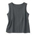 thumbnail image 5 of ClodeEU Women's Summer Linen Cotton Crew Neck Sleeveless Tank Top ,Solid Color Pleated Casual Blouse Gray,Women's Plus S, 5 of 6
