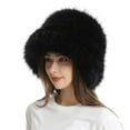 thumbnail image 6 of Ajshakl Hats For Women, Fuzzy Bucket Hat Fashion Warm Winter Fluffy Furry Plush Faux Hats Fishing For Women 2024, Black, 6 of 8