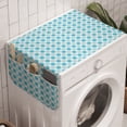 thumbnail image 1 of Abstract Washing Machine Organizer, Diamond Shaped Geometric Squares Modern Creative in Retro Influences, Anti-slip Fabric Top Cover for Washer and Dryer, Azure Blue and White, by Ambesonne, 1 of 1